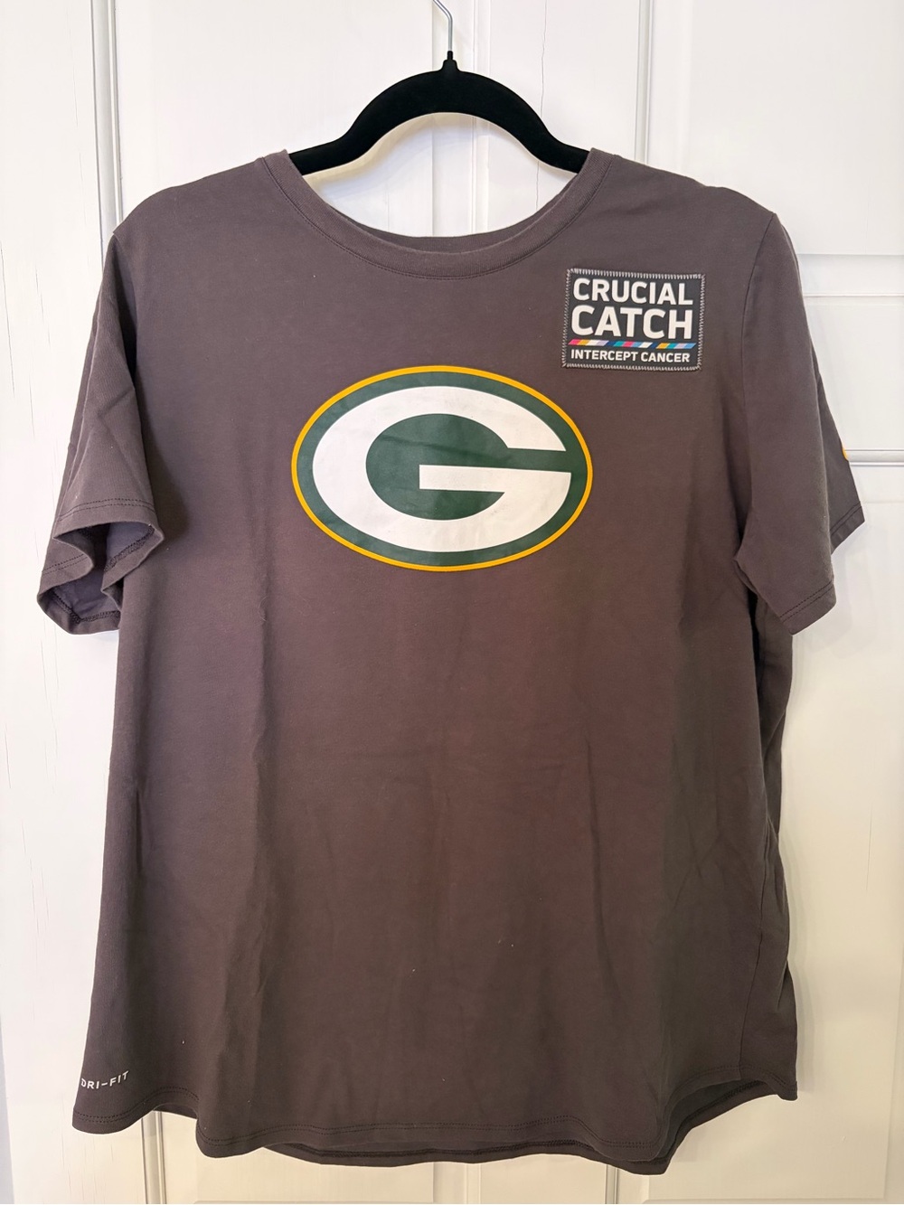 Nike Gray Crucial Catch Green Bay Packers Short Sleeve Tee